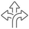 an icon of three arrows going straight, left and right